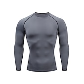 preiswerte Aktive T-Shirts und Tanktops für Herren-Herren Fitnessstudio-Shirt Sport-T-Shirt Rundhalsausschnitt Langarm Sport &amp; Natur Fitness Fitnessstudio Weich Glatt Schwarz Weiß Sportkleidung Modisch Sport
