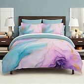 abordables 100% Coton-Parure de lit réversible 100 % satin de coton l.t.home, 300 fils au pouce carré, motif marbre, ensemble de literie Elite, taille Queen et King