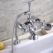 billige Badekraner-Badekarskran - Moderne Moderne galvanisert Romersk kar Keramisk Ventil Bath Shower Mixer Taps