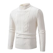 cheap Men&#039;s Pullover Sweater-Men&#039;s Pullover Sweater Jumper Knit Sweater Ribbed Cable Knit Regular Knitted Plain Crew Neck Keep Warm Modern Contemporary Daily Wear Going out Clothing Apparel Fall Winter Black Red S M L
