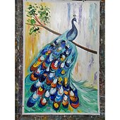 preiswerte Tiergemälde-Mintura handgefertigte abstrakte Tier-Pfau-Ölgemälde auf Leinwand, Wandkunst, Dekoration, modernes Bild für Heimdekoration, gerolltes, rahmenloses, ungedehntes Gemälde