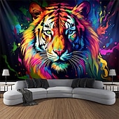 billige Blacklight -billedvev-blacklight billedvev uv reaktiv glød i mørket glød party neon tiger dyr psykedelisk trippy tåkete hengende billedvev veggkunst veggmaleri for stue soverom