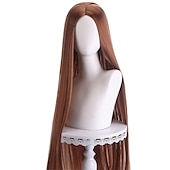 abordables Perruques d&amp;#39;anime-perruque synthétique droite partie médiane perruque faite à la machine longue a1 a2 a3 a4 a5 cheveux synthétiques femmes cosplay doux fête rose rouge noir perruques de carnaval