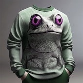 billiga 3D-tröjor för män-Herr Grafisk Groda Tröjor Pullover-tröja Långärmad Tröja Rund hals Mode Dagligen Ledigt 3D-tryck Semester Helgdag Utekväll Mönster Vår &amp; Höst