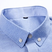 preiswerte Oxford-Hemden für Herren-Herren Hemd Oberhemd Gestreiftes Hemd Oxford Hemd Streifen Büro &amp; Karriere Hochzeitsfeier Rote Blau Grau Langarm Umlegekragen Frühling &amp; Herbst Bekleidung Vordertasche
