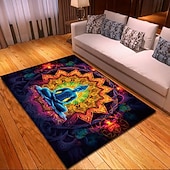 levne Černý koberec-blacklight koberec UV reaktivní záře ve tmě kobereček kuchyňská podložka protiskluzová olejivzdorná trippy buddha podlahová podložka do obývacího pokoje koberec vnitřní venkovní podložka ložnice