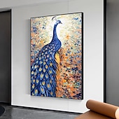preiswerte Tiergemälde-Mintura handgefertigte abstrakte Tier-Pfau-Ölgemälde auf Leinwand, Wandkunst, Dekoration, modernes Bild für Heimdekoration, gerolltes, rahmenloses, ungedehntes Gemälde