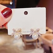 abordables Boucles d&#039;oreilles-Femme Boucles d&#039;oreille Clou Le style rétro Nœud Elégant Le style mignon mode Luxe Doux Des boucles d&#039;oreilles Bijoux Blanche Pour Carnaval Mariage Soirée 1 paire