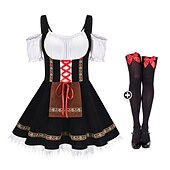preiswerte Dirndl-Oktoberfest Dirndl Trachtenkleider Strumpf Oktoberfest / Bier Bayerisch Bayerisch Wiesn Traditioneller Stil Wiesn Damen Stoff im traditionellen Stil Hemd Schürze Socken