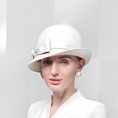 olcso Partikalapok-kalapok 100% gyapjú kalap fedora sapka esküvő ünnep elegáns esküvő csípős toldású fejfedővel