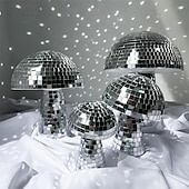 abordables accessoires de photomaton-Champignon boule disco miroir verre laser papierchampignons ornements