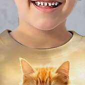 billiga Pojkens 3D-djur-Pojkar 3D Katt Tröja Pullover Långärmad 3D-tryck Vår Höst Mode Streetwear Häftig Barn 3-12 år Rund hals Utomhus Ledigt Dagligen Normal