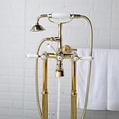voordelige Badkranen-Badkraan - Retro vintage Galvanisch verzilveren Vrijstaand Keramische ventiel Bath Shower Mixer Taps