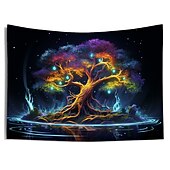 billiga Blacklight tapestries-blacklight gobeläng uv reaktiv glöd i mörkret glöd party neon bonsai natur psykedelisk trippy dimmigt hängande gobeläng väggkonst väggmålning för att leva