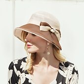 cheap Party Hats-Hats Ice Silk Bucket Hat Floppy Hat Sun Hat Wedding Tea Party Elegant Wedding With Bowknot Splicing Headpiece Headwear