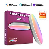 abordables Lumières intelligentes-Lampe de plafond LED intelligente Tuya Smart RGBCW lampe de contrôle vocal APP à LED pour chambre et salon diamètre de 30 cm
