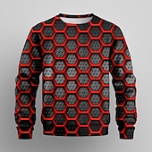 billiga Pojkens 3D Vision &amp; Geometri-Pojkar 3D Geometrisk Tröja Pullover Långärmad 3D-tryck Vår Höst Mode Streetwear Häftig Barn 3-12 år Rund hals Utomhus Ledigt Dagligen Normal