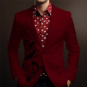 preiswerte Herren bedruckte Blazer-Herren Musiknoten Langarm Umlegekragen Geschäftlich Arbeit Büro-Outfit Ausgehen Knöpfe Druck Mehrere Taschen