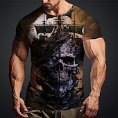 cheap Skull &amp; Bone-Men&#039;s Graphic Skulls T shirt Short Sleeve T shirt 3D Print Crew Neck Shirt Daily Designer Retro Vintage Sports Outdoor Holiday Going out Blue Sky Blue Red Spring &amp; Summer Clothing Apparel S M L XL