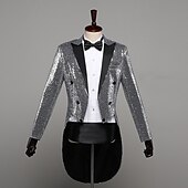 cheap Outfits-Retro Vintage Disco 1980s Tuxedo Suits &amp; Blazers Tailcoat Disco Sequins Men&#039;s Masquerade Party / Evening Pride Parade Pride Month Adults&#039; Coat