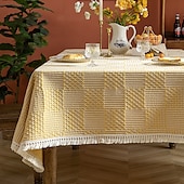 cheap Tablecloth-Nordic Style Thickened Cotton Linen Dining TableCloth, Anti Scalding and Anti Slip Tea TableCloth, Rectangular Desk Mat, TV Cabinet Decorative Cloth