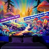billiga Blacklight tapestries-blacklight gobeläng uv reaktiv glöd i mörkret glöd fest neon svamp väg landskap psykedelisk trippy dimmigt hängande gobeläng väggkonst väggmålning för att leva