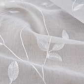 abordables Voilages-Rideau semi-transparent blanc brodé de feuilles, ensemble de rideaux à passe-tringle, panneau de fenêtre, drapé pour chambre de fille/chambre d&#039;enfant/crèche/salon 1 panneau