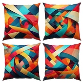 Недорогие геометрический стиль-1 штук Лён Наволочка, Геометрический принт Современное Удобная обувь Квадратный традиционный классический