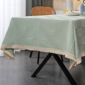 cheap Tablecloth-Nordic Style Thickened Cotton Linen Dining TableCloth, Anti Scalding and Anti Slip Tea TableCloth, Rectangular Desk Mat, TV Cabinet Decorative Cloth