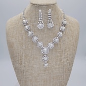 abordables Parures de Bijoux-Nuptiales Parures 1 jeu Imitation Perle Strass 1 Collier Boucles d&#039;Oreilles Femme Mode Coréen Doux Parure de Bijoux Pour Mariage Soirée Anniversaire