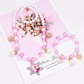 abordables Accesorios usables-Conjunto de pulsera y collar de perlas para niños, collar de unicornio, accesorios para niñas y bebés, collar para niños