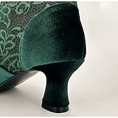 economico anni 1930-Per donna Stivali Taglie Forti Stivali con Tacco All&#039;aperto Feste San Valentino Tronchetti Tacco a Spillo Basso Punta Tonda Elegante Vintage Moda Pizzo Camoscio Allacciatura Nero Rosso Verde