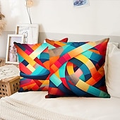 Недорогие геометрический стиль-1 штук Лён Наволочка, Геометрический принт Современное Удобная обувь Квадратный традиционный классический