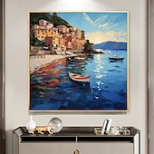 cheap Landscape Paintings-Handmade Oil Painting Canvas Wall Art Decor Original sailboat art Home Decor With Stretched FrameWithout Inner Frame Painting