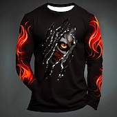 abordables hueso del cráneo-Hombre Graphic Fuego Pata Camiseta Manga Larga Camiseta Impresión 3D Cuello Barco Camisa Moda Design Casual Deporte Festivos Noche Negro Amarillo Verde Oscuro Primavera &amp; Otoño Ropa S M L XL 2XL 3XL