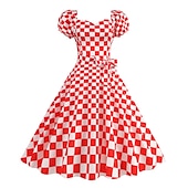 olcso Ruhák-Retró 1950-es A-Line ruha Swing ruha Flare ruha Pöttyös Rács / kockás Női Lány Álarcos mulatság Buli / Este Lánybúcsú Felnőttek Ruha Hazatérő ruhák