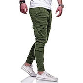 Χαμηλού Κόστους Στρατιωτικά παντελόνια-Ανδρικά Παντελόνια με τσέπες Παντελόνια Ελαστική μέση Ελαστική μανσέτα Σκέτο Άνεση Αναπνέει Καθημερινά Αθλήματα Μαύρο Λευκό