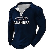 abordables Polo con texto divertido para hombre-Camisetas de papá. Frases y citas. Camisetas de hombre impresión casual polo con cremallera uso diario vacaciones fin de semana poliéster tafetán de manga larga polos con cuello. Negro azul primavera