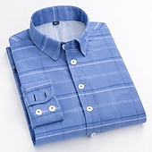 preiswerte Button-Down-Hemden für Herren-Herren Kleidhemd Kariertes Hemd Kragenhemd Karo Hochzeit Urlaub Gelb Rote Blau Grün Langarm Umlegekragen Frühling &amp; Herbst Bekleidung Button-Down