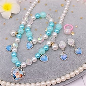 abordables Accesorios usables-Conjunto de pulsera y collar de perlas para niños, collar de unicornio, accesorios para niñas y bebés, collar para niños