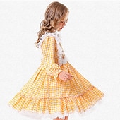  250ή Επέτειος ΗΠΑ Φορέματα Γυναικείο καπέλο Στολή Prairie Υπηρέτρια Κορίτσι Πρωτοπόρος Αποικίας Επαναστατικός Πόλεμος Καρό / Τετραγωνισμένο Φανταχτερή Φόρεμα Κοριτσίστικα Απόκριες 4η Ιουλίου Παιδικά