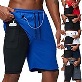 お買い得  メンズアクティブショーツ-男性用 ショーツ サンデーショーツ スポーツ お出かけ 週末 ランニング カジュアルスーツ ドローストリング 弾性ウエスト 平織り 膝丈 体操服 アクティブウェア ブラック ホワイト マイクロエラスティック
