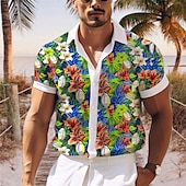 abordables Imprimé Floral-Homme Floral Fleurs tropicales Chemise Chemise hawaïenne Chemise Aloha Manche Courte Chemise Col rabattu Décontractées Extérieur Plein Air Casual Quotidien Rose Claire Marine foncé Bleu S M L