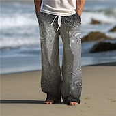 abordables Pantalons décontractés imprimés pour hommes-Cachemire Rétro Vintage Homme Impression 3D Pantalon Extérieur Usage quotidien Vêtement de rue Polyester Jaune Rouge Bleu S M L Taille médiale Élasticité Pantalon