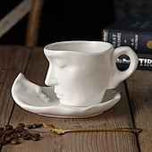 cheap Mugs &amp; Cups-Unique Face Shaped Water Cup With Saucer, Creative Coffee Cup Set, Microwave And Dishwasher Safe