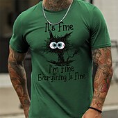 abordables Camisetas divertidas para hombres-Hombre Animal Gato Estoy bien Camiseta Manga Corta Camiseta Impresión 3D Cuello Barco Camisa Diario Design Retro Antiguo Deporte Festivos Noche Blanco Azul Piscina Azul cielo Primavera verano Ropa S