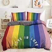 cheap Duvet Cover Sets-June Pride Month 100% Cotton Duvet Cover Set Rainbow Pattern Comforter Set Soft Luxury Bedding Set Home Decor Dusk Bedding Gift King Queen Full Size