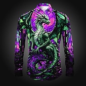 abordables Modèle 3D-Homme Dragon Chemise Chemise boutonnée manche longue Abstrait Usage quotidien Sortie Printemps été Col rabattu Imprimer Bouton bas Jaune Rouge Bleu Violet Orange