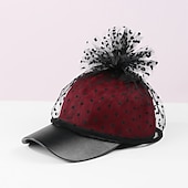 economico Cappelli per feste-cappelli cappello da sole in fibra cappello da velo casual vacanza semplice retrò con copricapo in tulle a pois