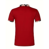 cheap Men's Classic Polo-Men's Polo Shirts Button Up Polos Casual Holiday Lapel Short Sleeve Fashion Basic Plaid Color Block Patchwork Summer Regular Fit White Polo Shirts